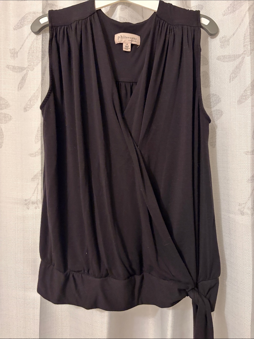 Philosophy Black Sleeveless Wrap Camisole with Side Tie